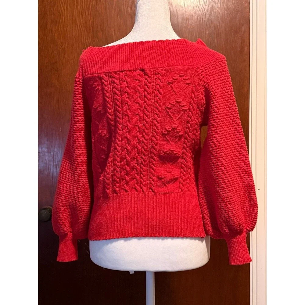 Willow & Root red off shoulder sweater size medium